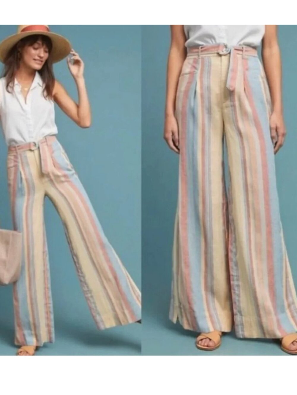Anthropologie Striped Linen Pants
